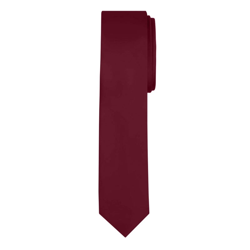 Jacob Alexander Men's Skinny Width 2" Solid Color Tie - Burgundy - Image 1